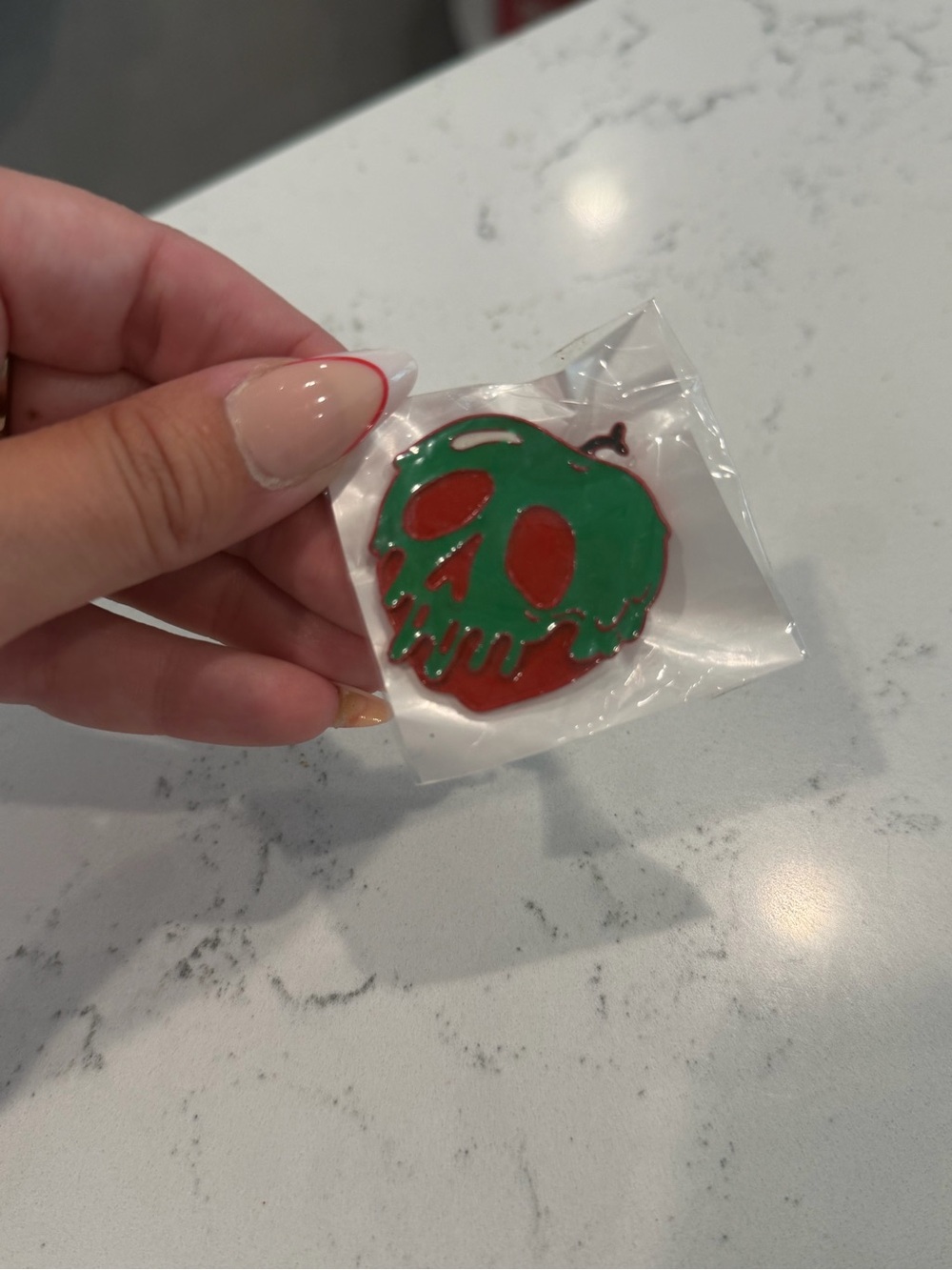 Disney Green & Red Poison Apple Skull Enamel Pin